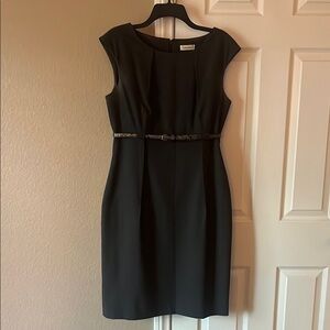 Calvin Klein Grey Dress with Belted Waist